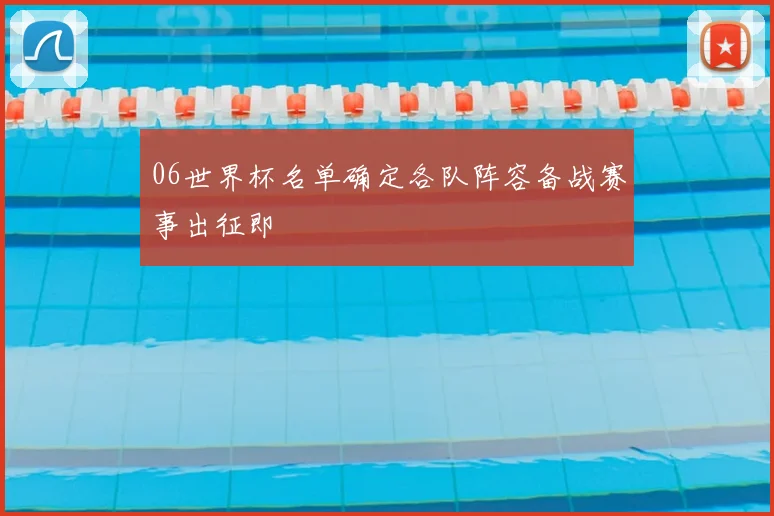 06世界杯名单确定各队阵容备战赛事出征即
